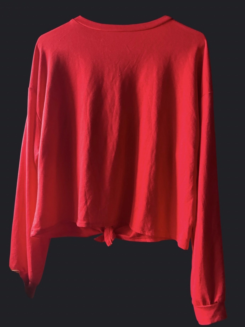 NWT West Coast Love Red Long Sleeve Casual Tee Top with Front Tie XL - Picture 3 of 5